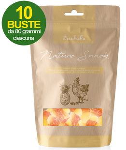 Nature Snack involtini di pollo e ananas per cani 10 buste da 80 g cad