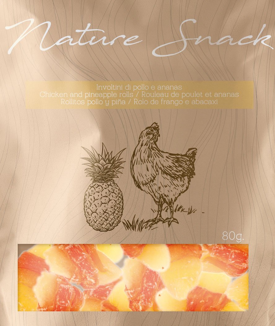 Nature Snack involtini di pollo e ananas per cani 10 buste da 80 g cad - foto 1