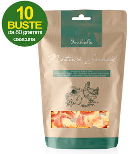 Nature Snack involtini di pollo e mela per cani 10 buste da 80 g cad