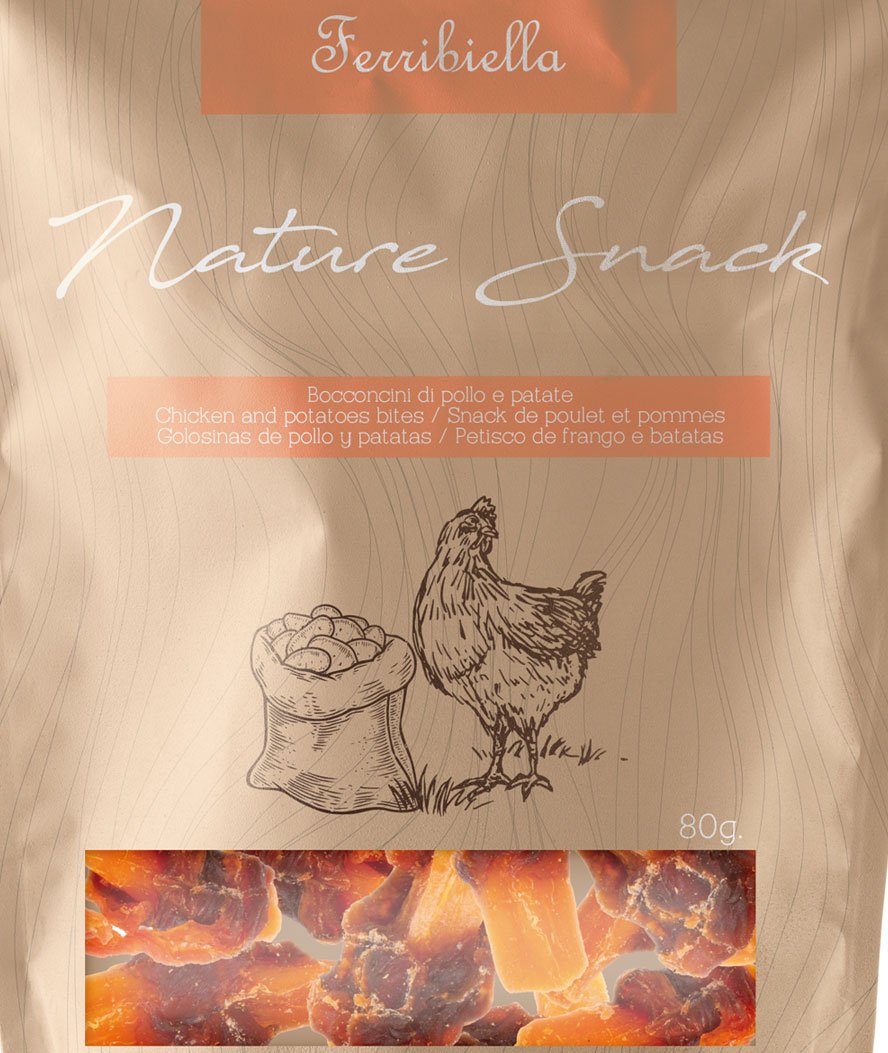 Nature Snack bocconcini di pollo e patate per cani 10 buste da 80 g cad - foto 1