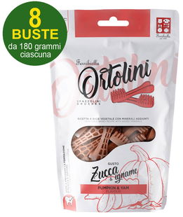 Ortolini snack spazzolini per cani zucca e igname misura Small 8 buste da 180 g cad