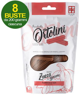 Ortolini snack barrette per cani gusto zucca e igname misura Large 8 buste da 200 g cad