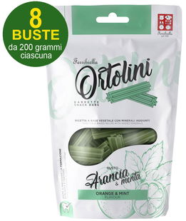 Ortolini snack barrette per cani gusto arancia e menta misura Small 8 buste da 200 g cad