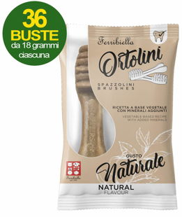 Ortolini snack spazzolini per cani gusto naturale 36 mini pack da 2 pezzi ciascuno