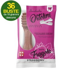 Ortolini snack spazzolini per cani gusto fragola 36 mini pack da 2 pezzi ciascuno