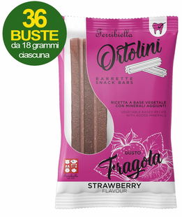 Ortolini snack barrette per cani gusto fragola 36 mini pack da 2 pezzi ciascuno