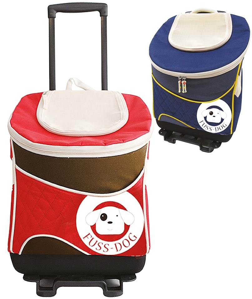Trolley borsa porta cani e gatti per il trasporto di 1 animale con maniglia allungabile e disegno marchio Fuss-Dog