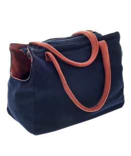 Borsa in lana double face modello Gaia Blu e Arancio con cuscino interno