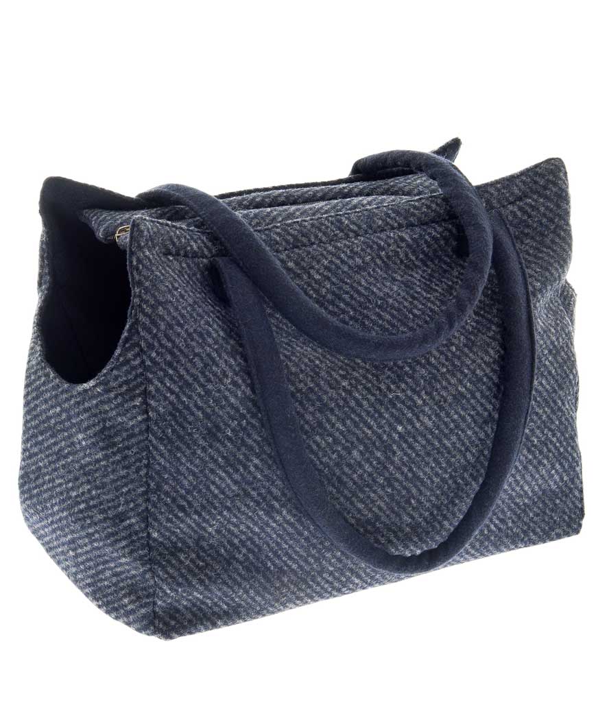 Borsa in lana double face modello Gaia Melange Blu con cuscino interno