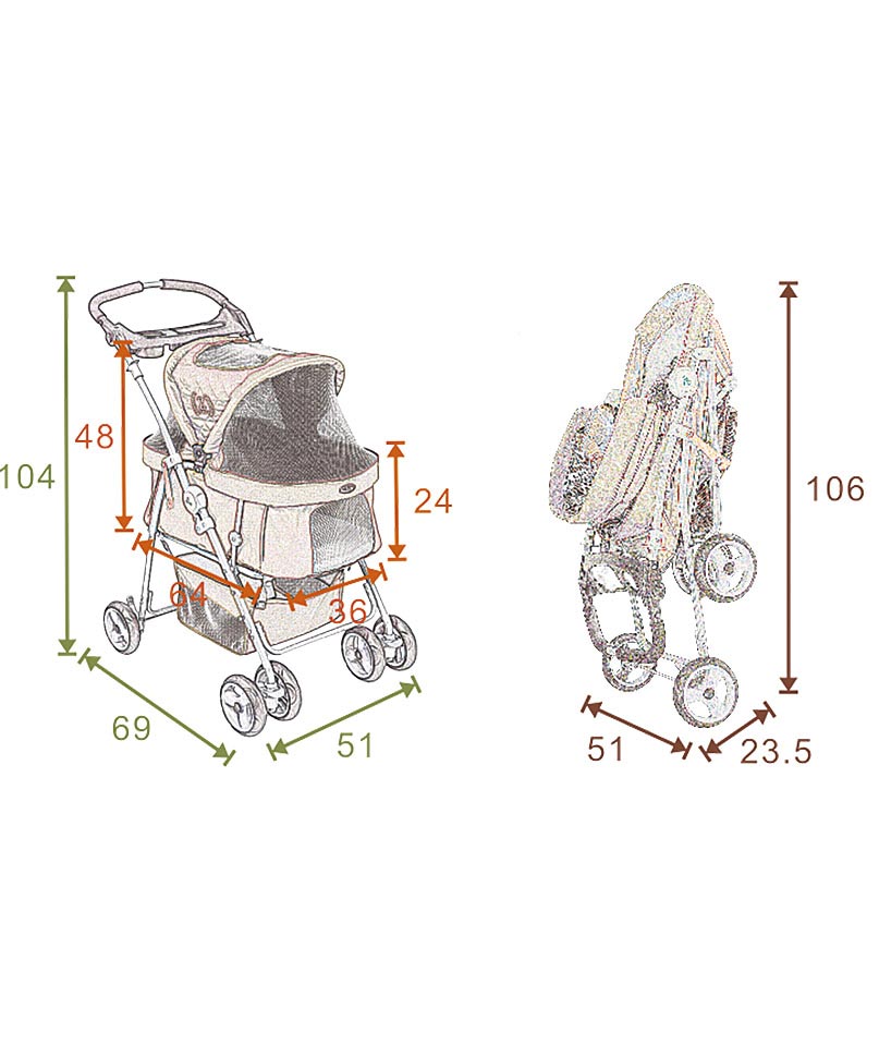 Passeggino doppio modello Comfort Double per cani e gatti peso massimo 20 kg - foto 4