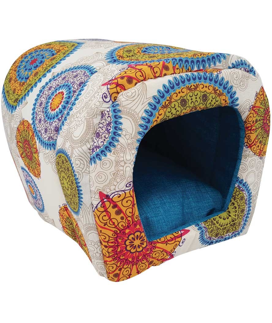 Cuccia imbottita a Tunnel modello Andalusia completa di morbido cuscino per cani e gatti - foto 1