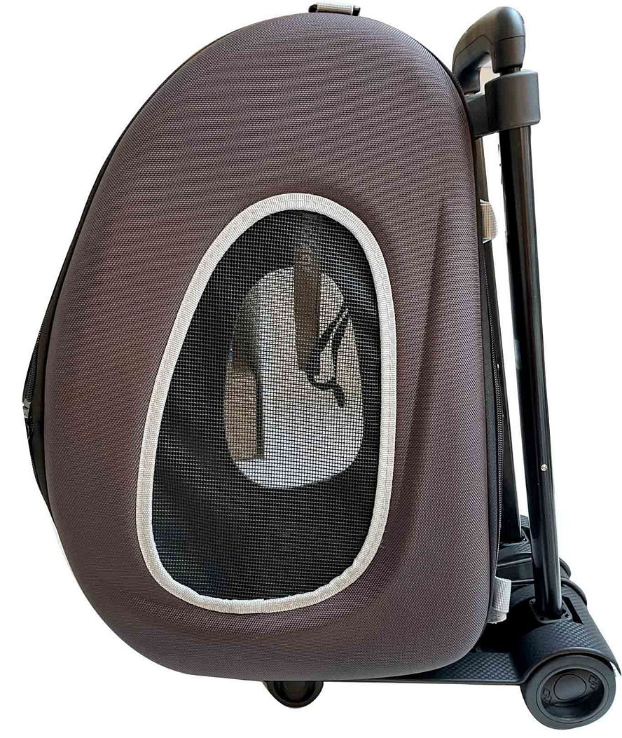 PROMOZIONE Trolley porta cani e gatti portata 8 kg con 2 ruote girevoli + 2 fisse da appoggio MARRONE