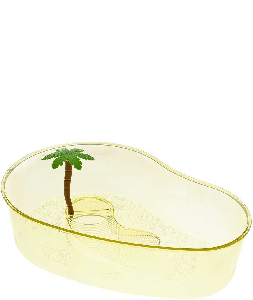 Tartarughiera in plastica con penisola e palma integrata modello Comma