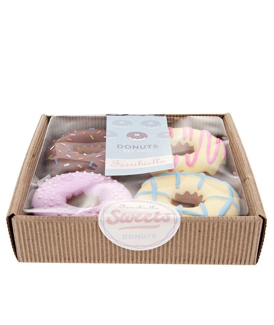 Gioco donuts in lattice con squeaker in confezione regalo per cani 