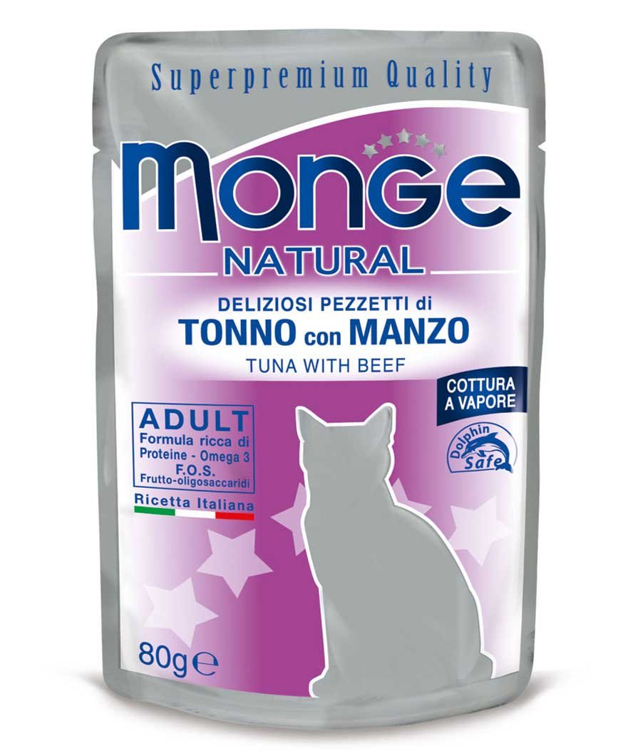 Monge Natural Super Premium Adult Tonno con Manzo 80 g per gatti
