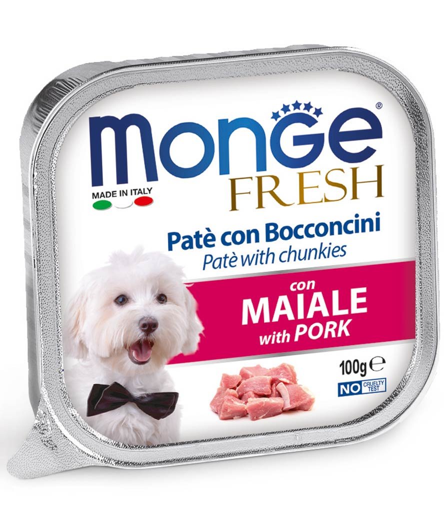 Monge Fresh Paté e Bocconcini con Maiale 100 g per cani