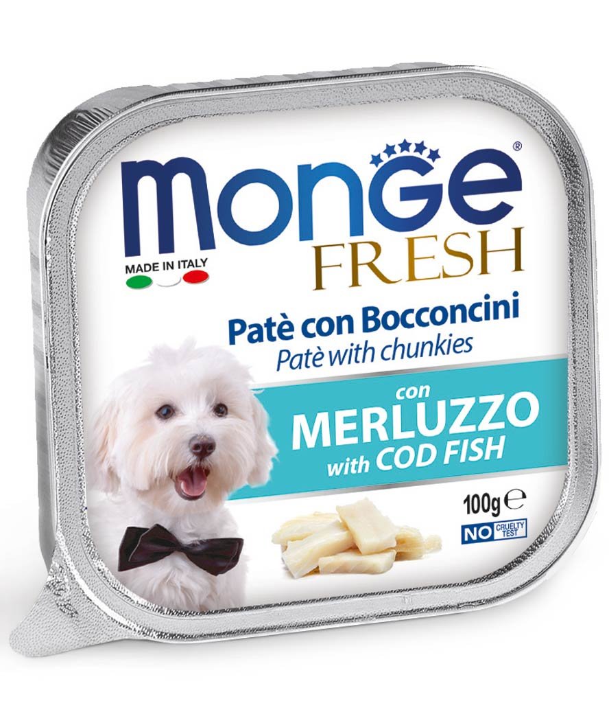 Monge Fresh Paté e Bocconcini con Merluzzo 100 g per cani