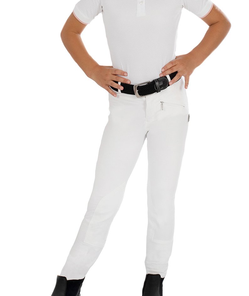 PROMOZIONE Pantaloni equitazione estivi BIANCO 42 per bambino jodphur LEILANI in cotone leggero a vita bassa elasticizzato - foto 8