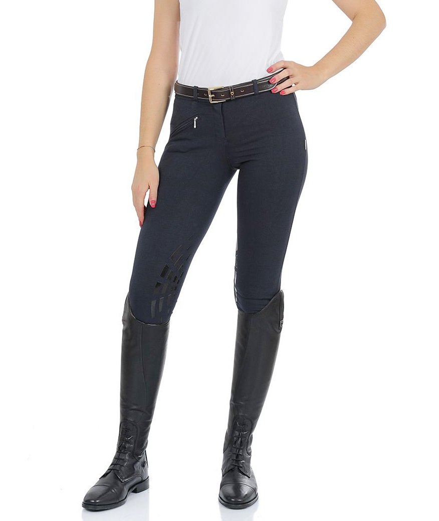 Pantaloni da equitazione donna modello Selene in cotone elasticizzato con grip - foto 3