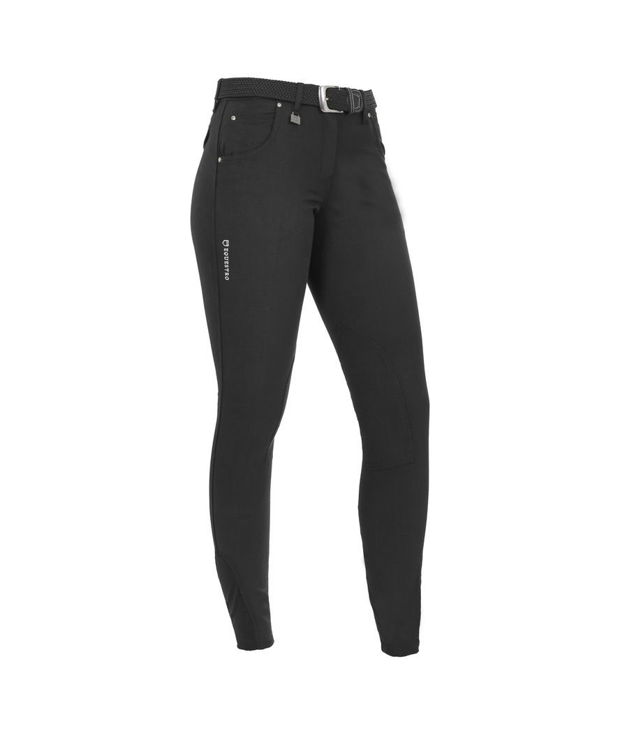 PROMOZIONE Pantalone da donna per equitazione RACE in cotone elasticizzato taglio anatomico due tasche con zip BLU 38