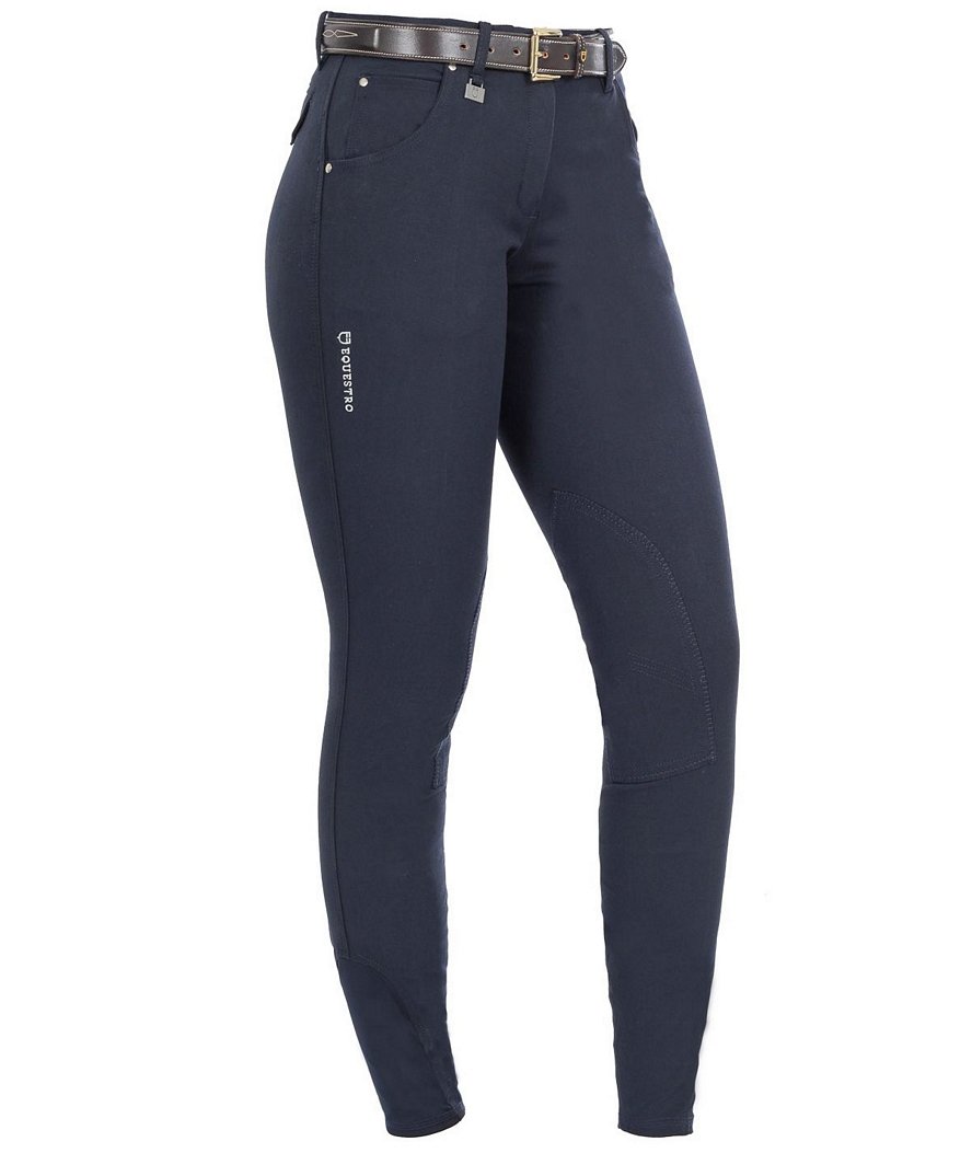 PROMOZIONE Pantalone da donna per equitazione RACE in cotone elasticizzato taglio anatomico due tasche con zip BLU 38 - foto 4