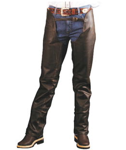 PROMOZIONE Chaps western in pelle invecchiata in pelle invecchiata effetto pull-up, chiusura laterale con zip L NERO