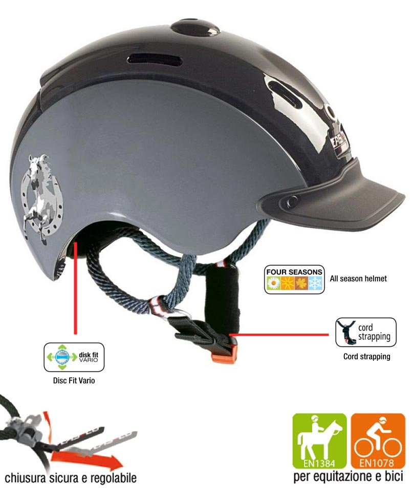 Cap equitazione bambini NORI HORSESHOE omologato VG1 ottima ventilazione e regolabile con rotella posteriore ideale per equitazione e bici - foto 1