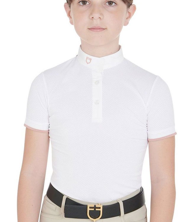 Polo per bambina modello Clara traspirante con colletto coreana e bottoni