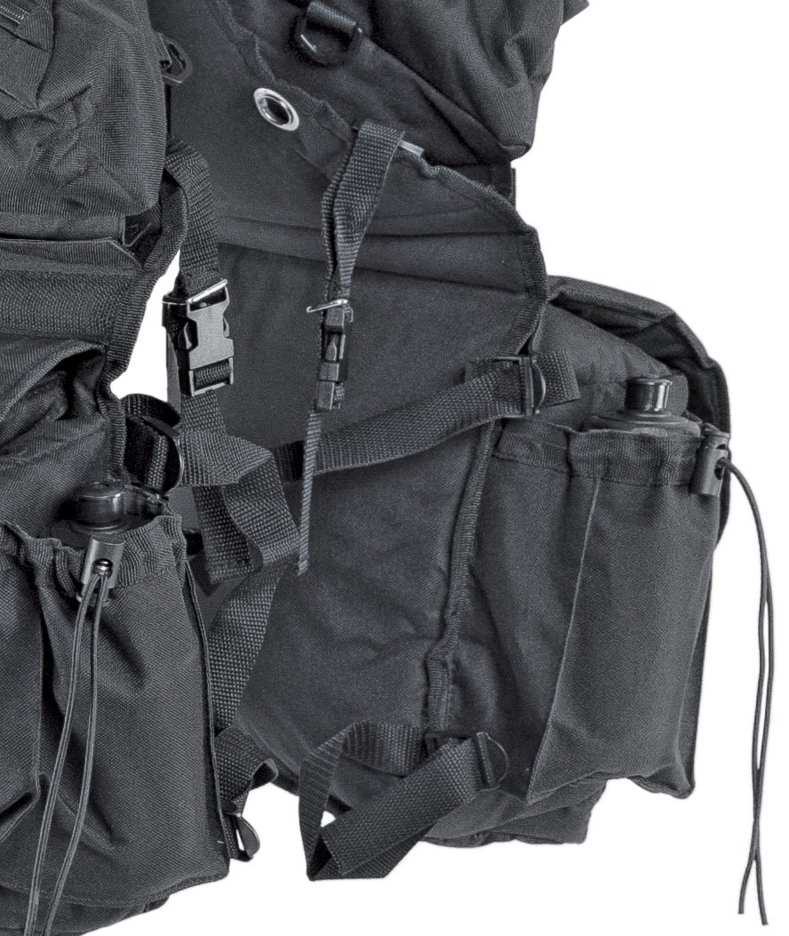 PROMOZIONE Bisaccia posteriore imbottita in nylon con tasca superiore estraibile e completa di borraccie NERO - foto 2