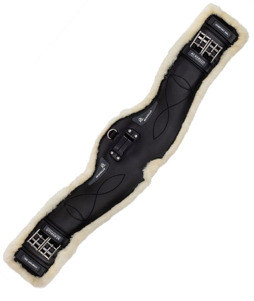 PROMOZIONE Sottopancia da dressage con bordo lana ecologica e inserto in gel 55 CM NERO