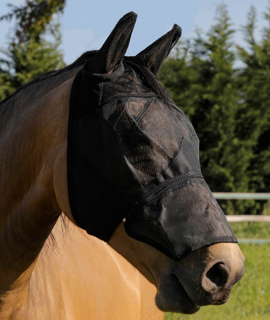 Maschera per cavallo antimosche in PVC con copriorecchie chiusura tessuto a strappo e cerniera - foto 2