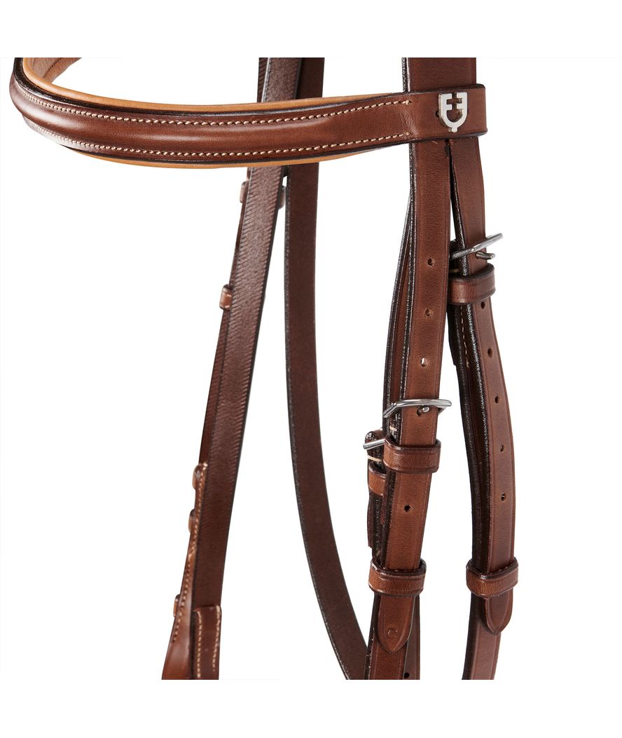 PROMOZIONE Briglia in cuoio italiano cob redini in gomma, frontalino stitched COGNAC COB - foto 2