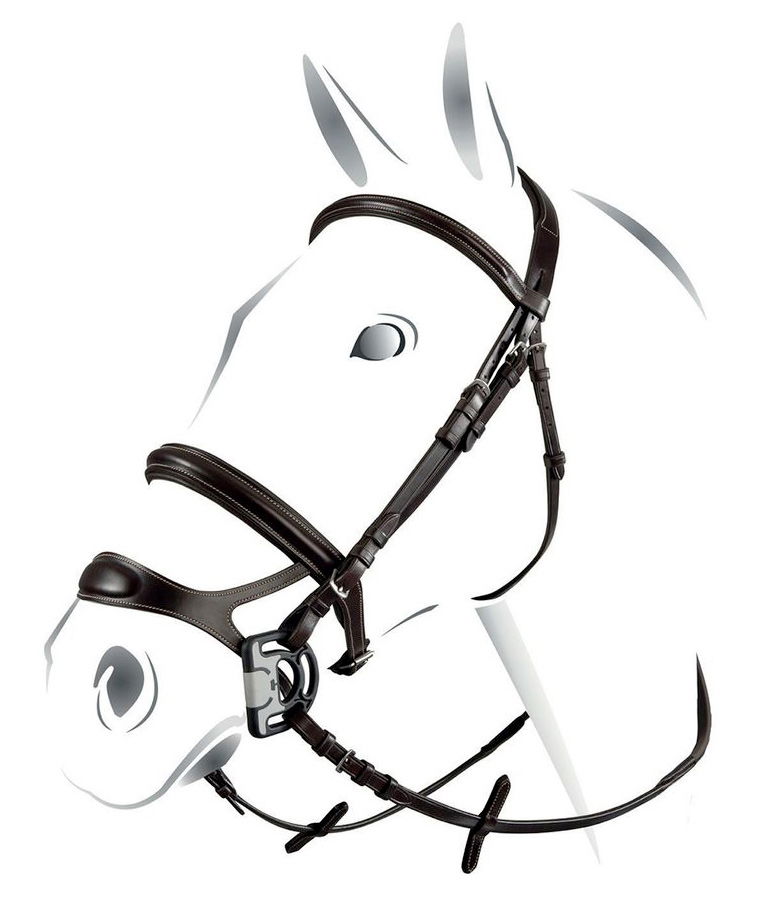 Briglia inglese Combined in cuoio italiano con redini in gomma noseband combinato e fibbie inox - foto 1