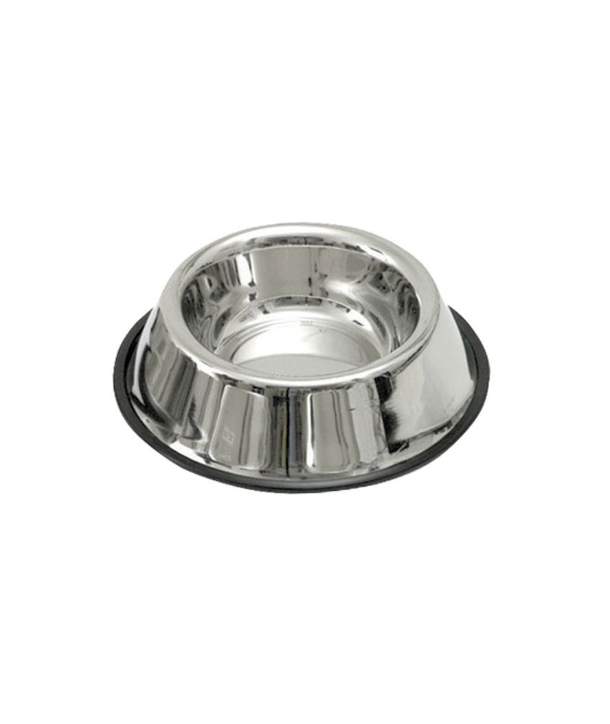 Ciotola in acciaio con bordo in gomma antiscivolo per cani 450 ml