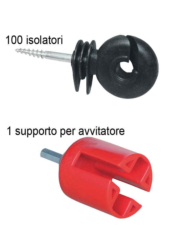 Kit completo con 100 isolatori ad anello per pali in legno + supporto per avvitatore - foto 1