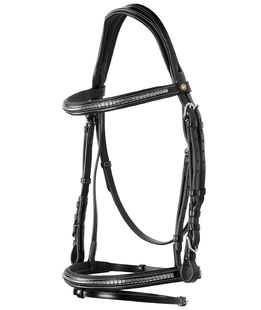 Testiera inglese in cuoio con Clincher argentati modello clincher np new senza redini