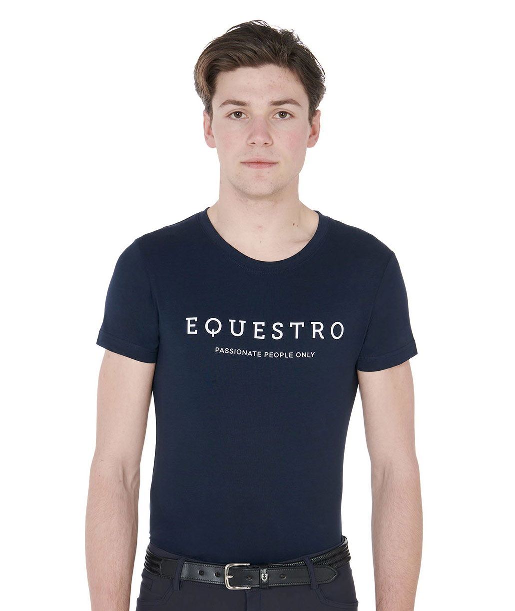 T-shirt da equitazione per uomo a maniche corte in cotone con stampa Equestro