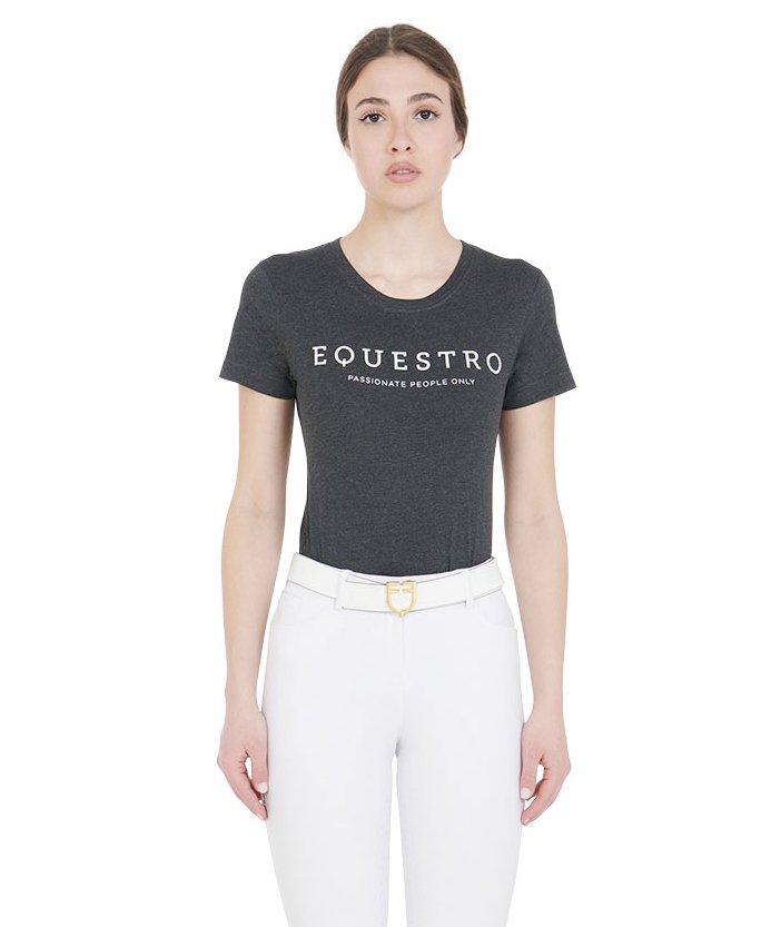 T-shirt da equitazione per donna a maniche corte in cotone con stampa Equestro - foto 3