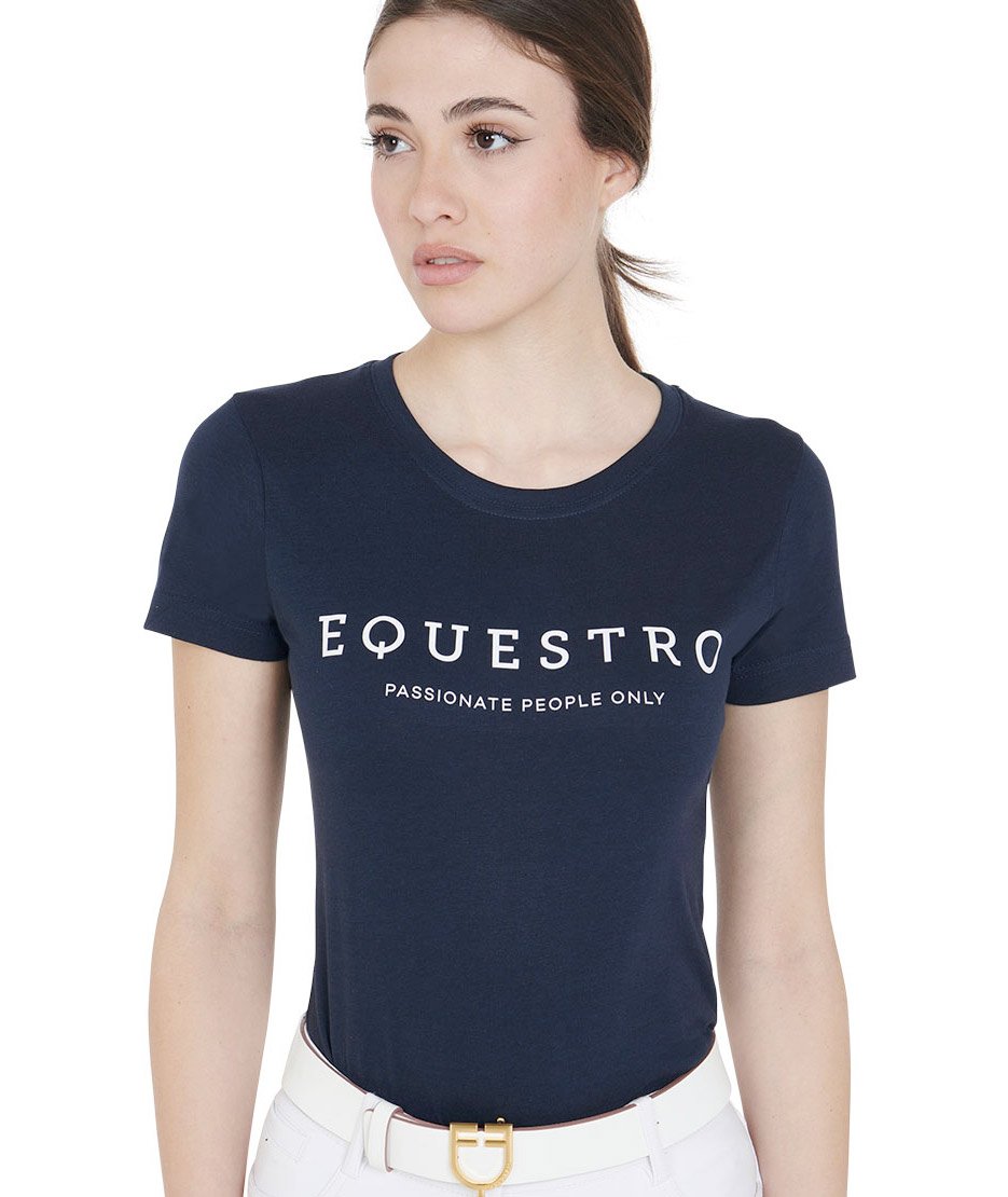 T-shirt da equitazione per donna a maniche corte in cotone con stampa Equestro - foto 4