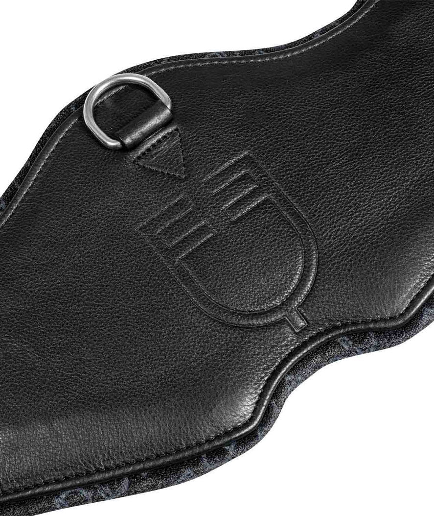 PROMOZIONE Sottopancia sagomato dressage in cuoio e fodera in neoprene antisfregamento con fibbie inox ed elastici NERO 80CM - foto 2