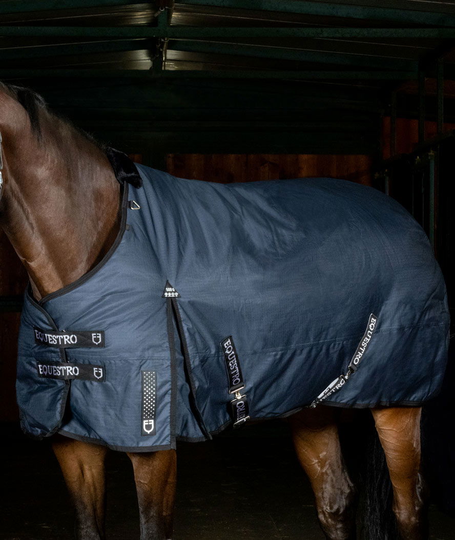 PROMOZIONE Coperta da paddock imbottita 500g modello Alberta in tessuto antistrappo traspirante 600 denari BLU - foto 5