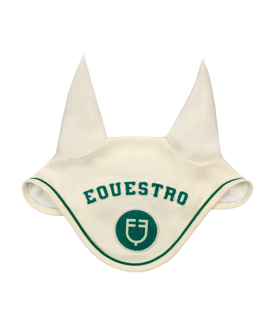 Cuffietta antimosche per cavallo in tessuto tecnico con logo su patch in spugna