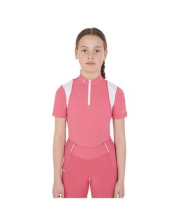 Polo per bambina slim fit in tessuto tecnico con zip