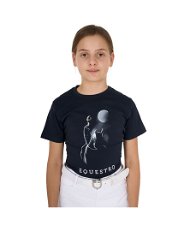 T-shirt da equitazione per bambina slim fit con stampa raggio di luna
