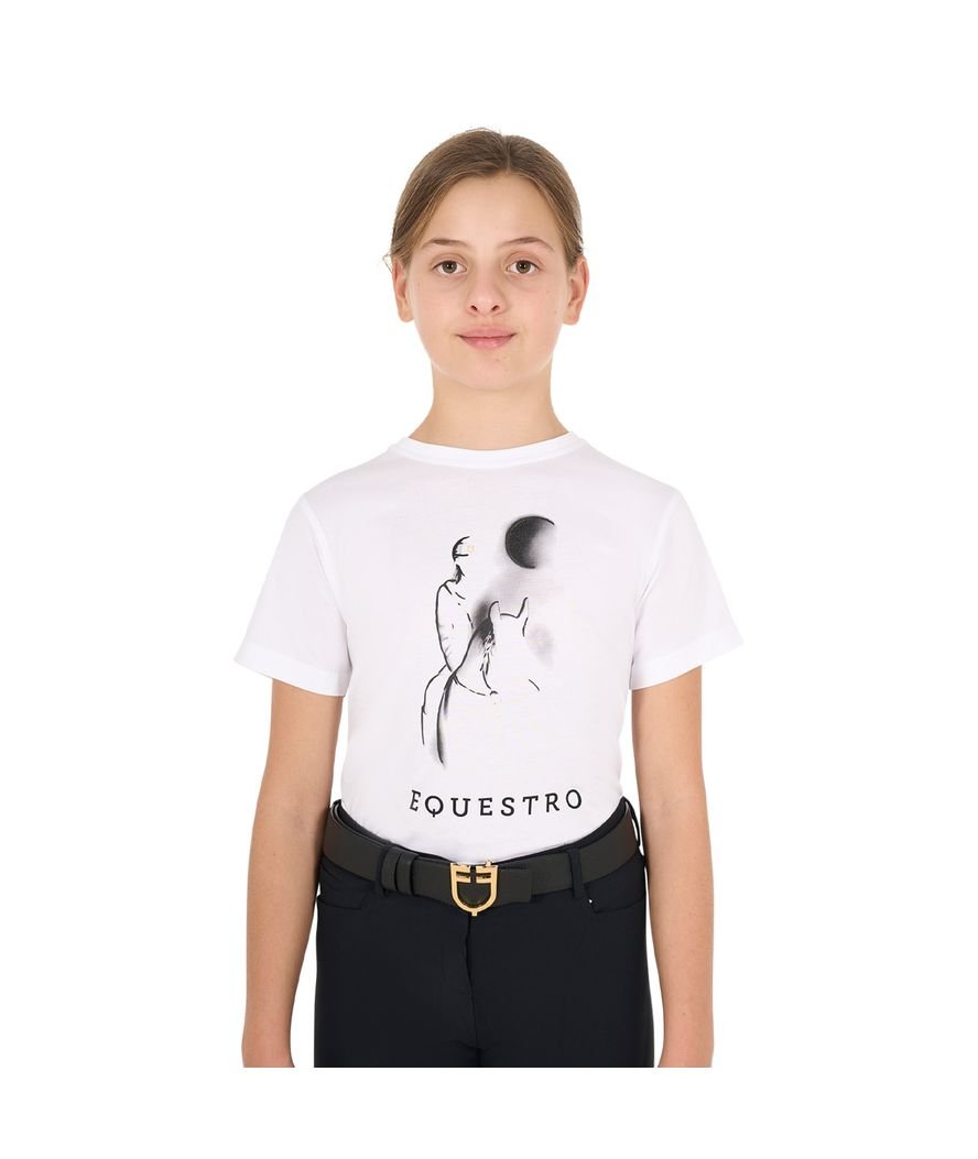 T-shirt da equitazione per bambina slim fit con stampa raggio di luna - foto 1
