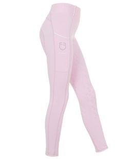 Leggings equitazione bambina slim fit a vita alta in tessuto tecnico con strass 