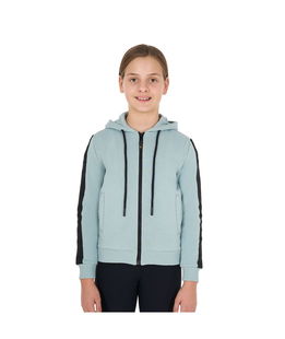 Felpa equitazione bambina in cotone felpato con cappuccio e zip