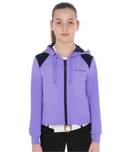 Felpa bambina cropped full zip con cappuccio in morbido cotone