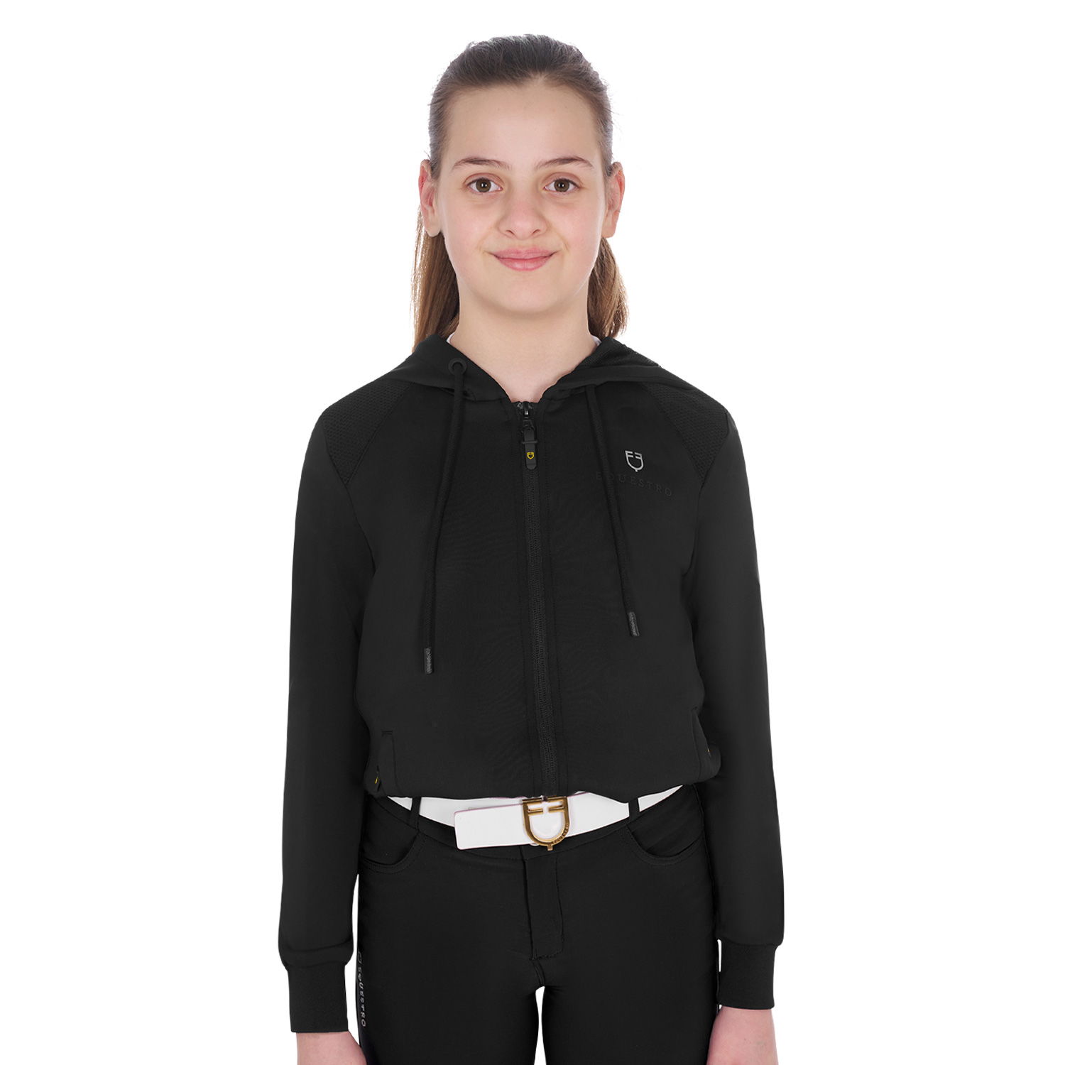 Felpa bambina cropped full zip con cappuccio in morbido cotone - foto 1