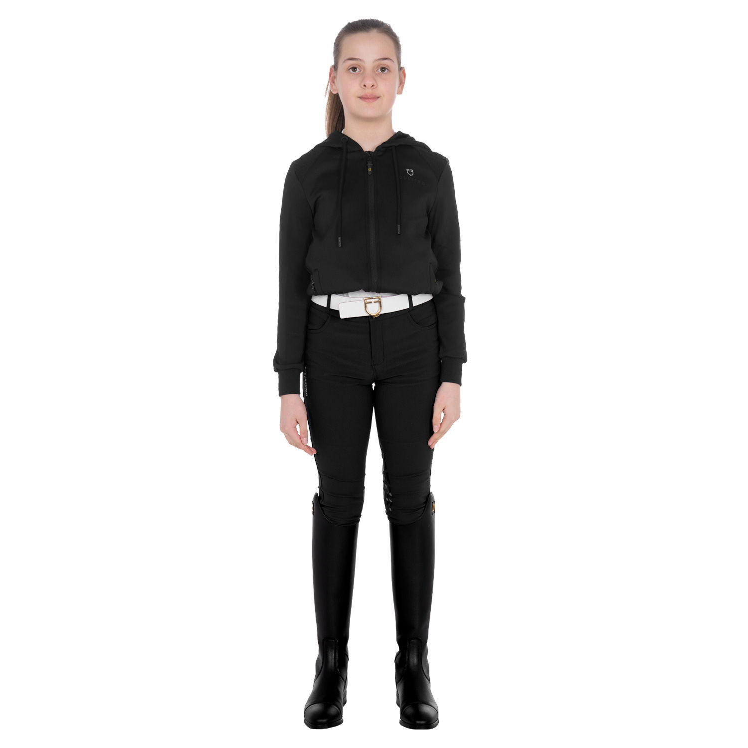 Felpa bambina cropped full zip con cappuccio in morbido cotone - foto 7